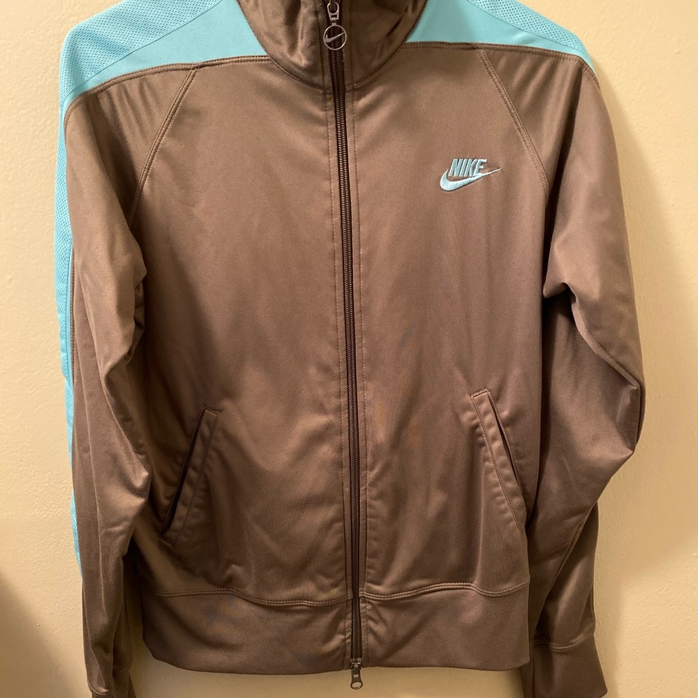 Gray and Aqua Dri Fit Nike Zipup